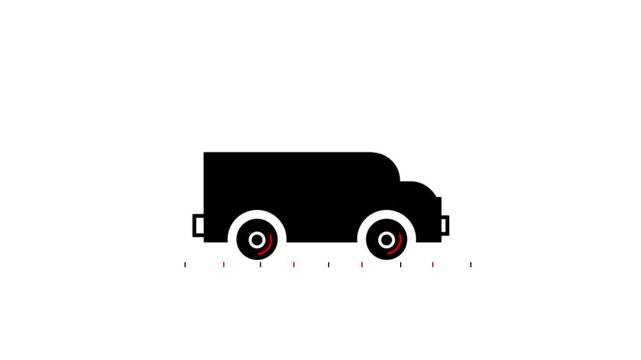 delivery truck transport animation isolated on white background. simple clip footage 4k