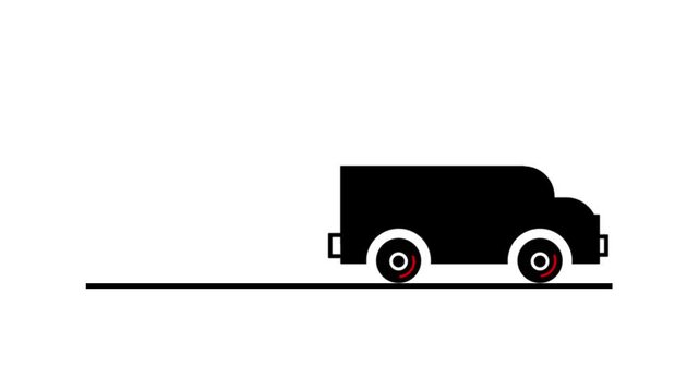 delivery truck transport animation isolated on white background. simple clip footage 4k