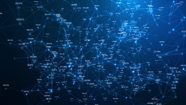 Digital network data analysis future information technology Network Connections Nodes Social Media Content Complex Algorithms. AI Neural Network, Chatbot, Artificial Intelligence, LLM Visualization