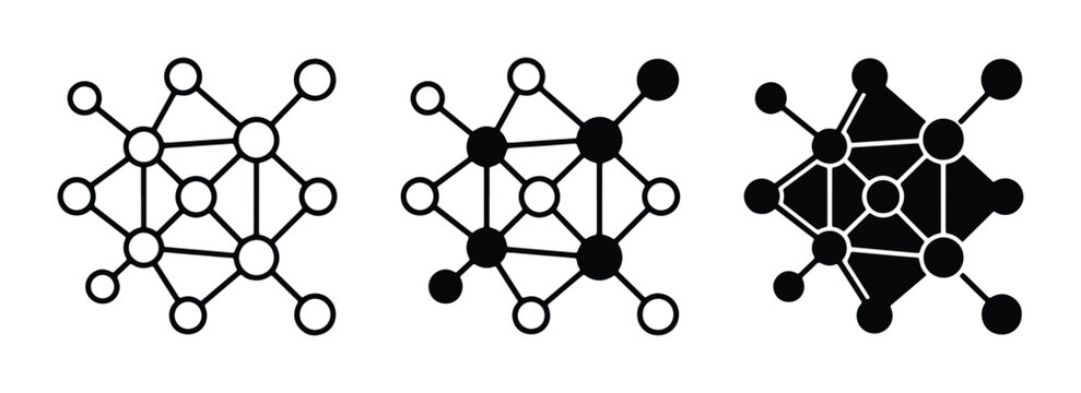 network diagram connection points and lines set of three different styles