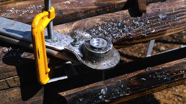 drilling bearing seats with a step drill for aluminum custom weights