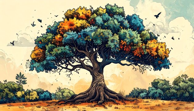 Colorful Tree Landscape.