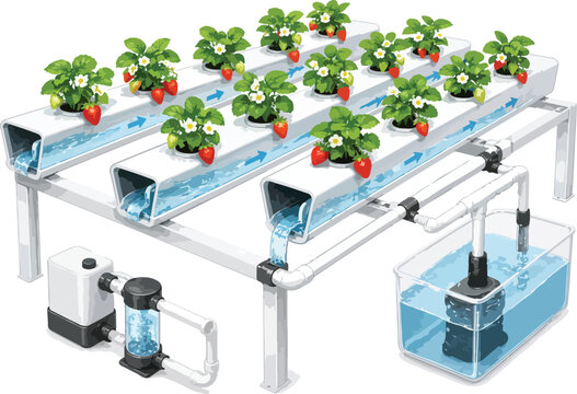 Hydroponic strawberry farm with water circulation system