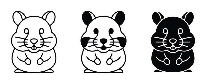 vector hamster icons set on white background