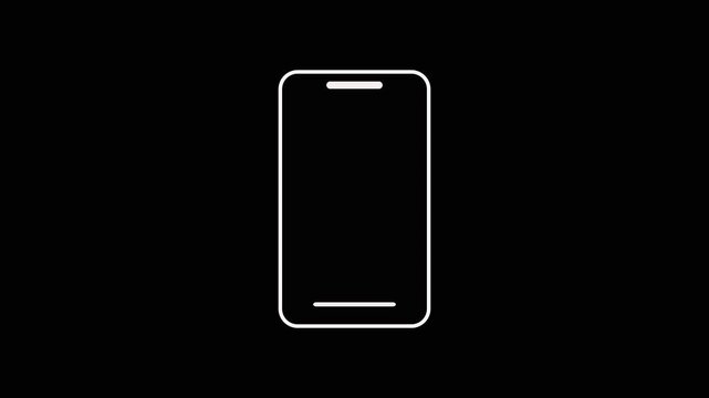 Minimalist smartphone outline on dark background. Digital smartphone outline icon. Modern smartphone outline graphic for mobile app and interface presentations.