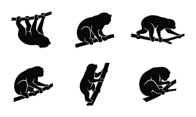 vector monkey climbing icons set on white background © Foysal