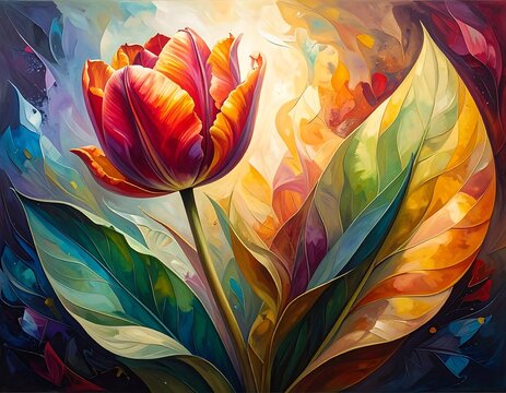 Colorful Tulip Blossom.