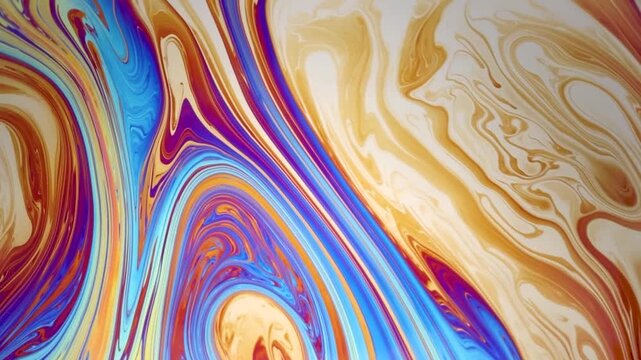 Colorful soap bubble floating gracefully, showcasing its stunning, ever-changing hues in this mesmerizing close-up slow motion video. A delicate dance of light and color captured in every curves.