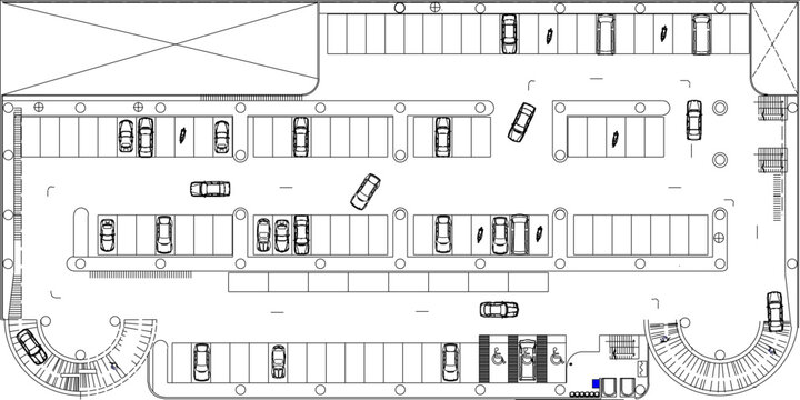 sketch design vector illustration silhouette of site plan layout basement car parking area 