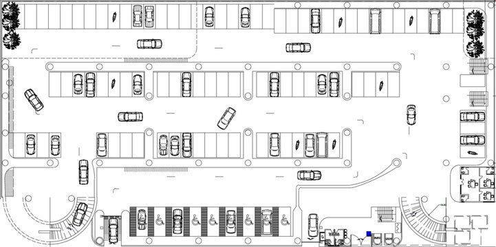 sketch design vector illustration silhouette of site plan layout basement car parking area