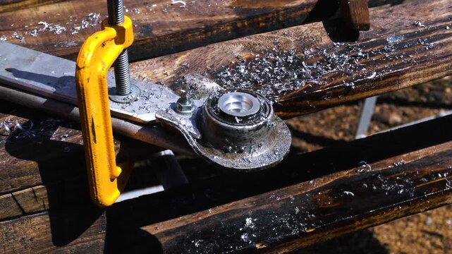 drilling bearing seats with a step drill for aluminum custom weights