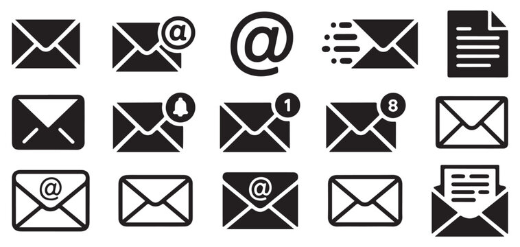 At sign and email address symbol set for contact information  vector illustration eps 10