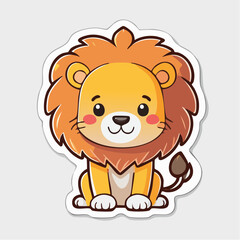 Fototapeta premium Cute Cartoon Lion Sticker