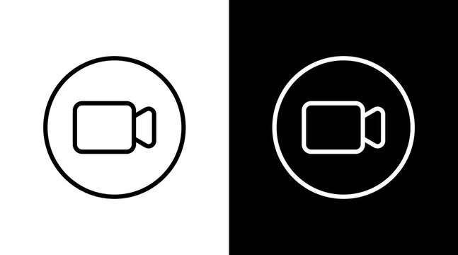 Video Call White Icon Set Design