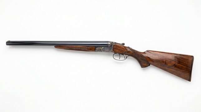Classic Double Barrel Shotgun Isolated on White Background