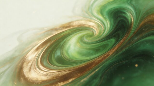 Abstract swirling green and gold patterns