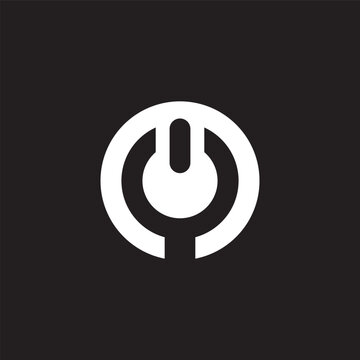 power button cable simple geometric circle logo icon vector