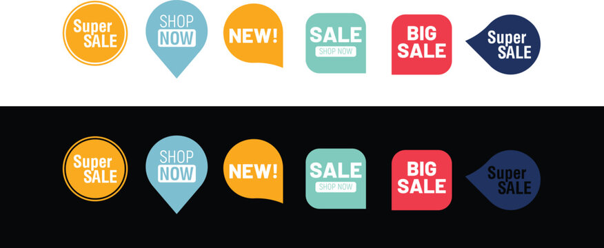 Colorful sale banners and labels collection for marketing and promotions