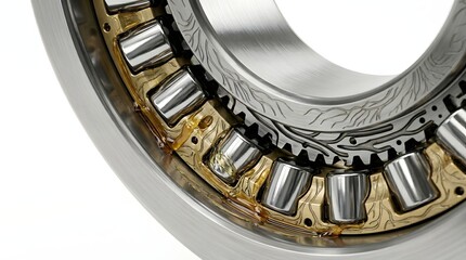 Fototapeta premium Close up of a machine bearing with metal rollers and intricate gear details
