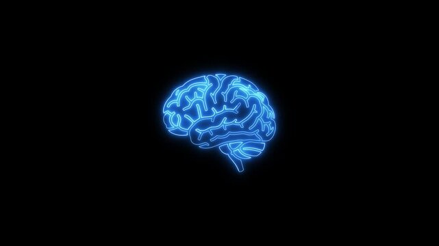 Continuous one single line drawing brain icon neon glow vector illustration concept. Continuous one single line drawing brain icon neon glow illustration concept