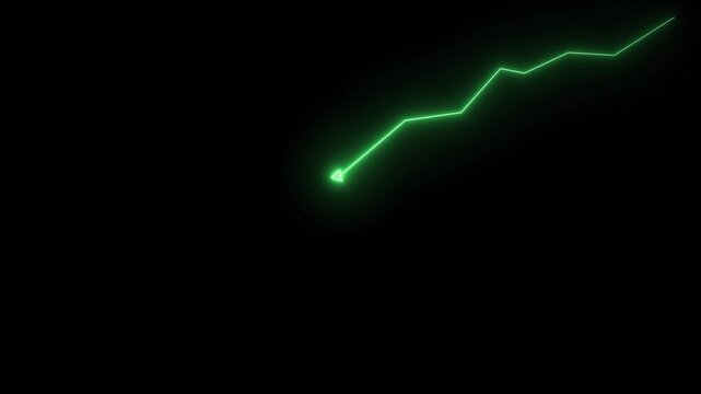 Glowing Red Upward Trend Line Arrow on Dark Background &ndash; Financial Growth, Stock Market Increase, Business Profit Rise, Data Analytics Success Concept
