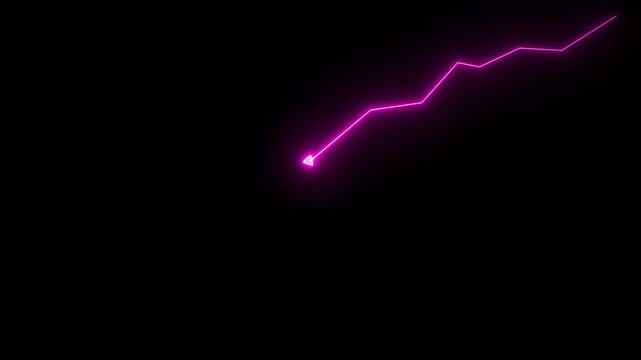 Glowing Red Upward Trend Line Arrow on Dark Background &ndash; Financial Growth, Stock Market Increase, Business Profit Rise, Data Analytics Success Concept