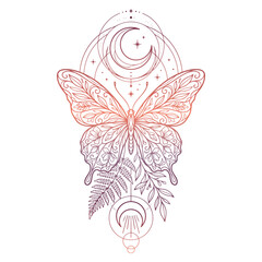 Intricate Butterfly Design with Moon. © DesignIMT
