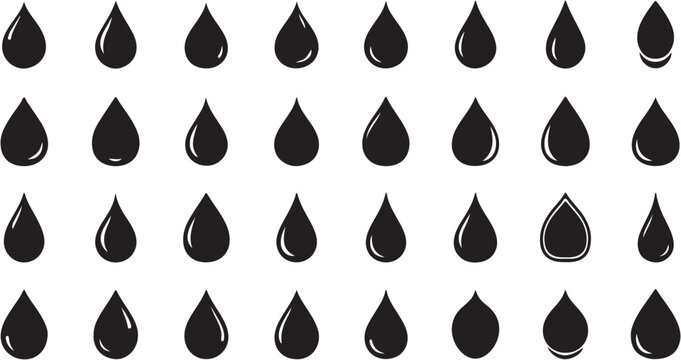 Multiple black teardrop shapes arranged.