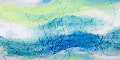 Fototapeta premium Abstract Blue Green Grunge Background with Cracked Texture, Watercolor Layers, and Artistic Distressed Effect