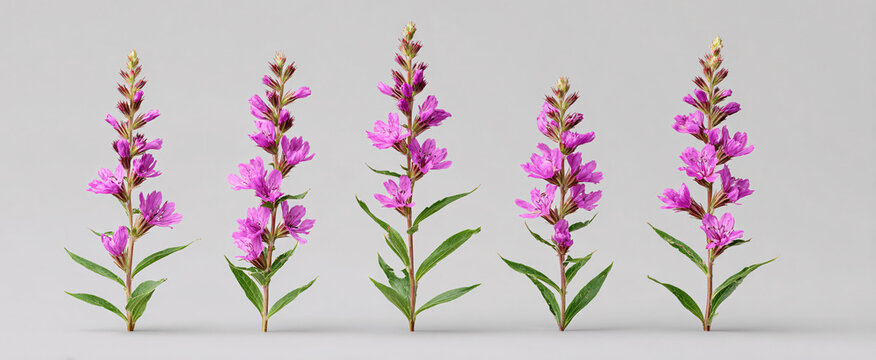 Lythrum alatum winged loosestrife side view on a light gray backdrop beautifully isolated