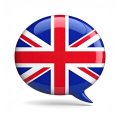 Obraz premium A glossy speech bubble displays the iconic Union Jack flag design