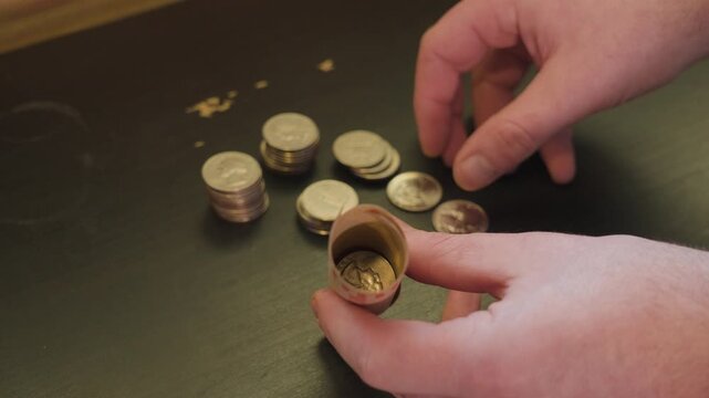 Angled camera angle of Quarters starting out a new roll.
