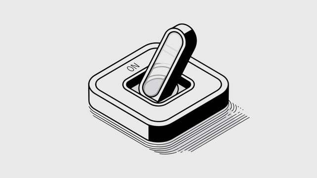 Technical 3D toggle switch on white &ndash; Ideal for system preferences, control panel icons, or modern web design.