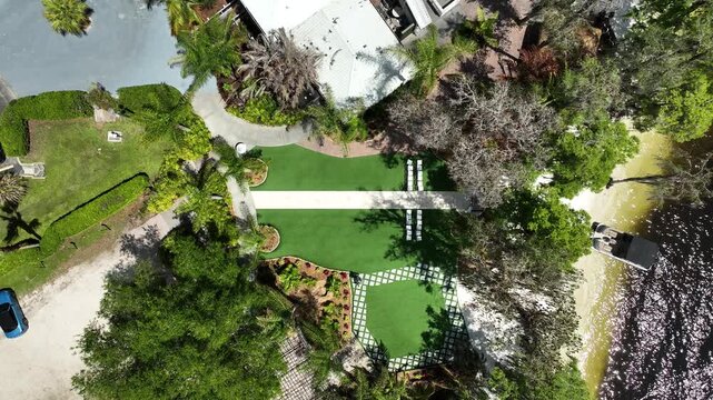 Top-down aerial shot of Paradise Cove on Lake Bryan in Orlando, Florida.