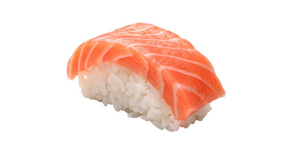 Delicious salmon nigiri sushi with fresh raw fish and rice for traditional Japanese cuisine and seafood themes isolated on transparent background © Olga
