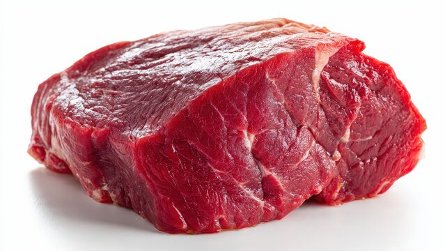 Fresh Red Raw Beef Steak on White Background Perfect for Butcher Shop and Cooking Ingredients