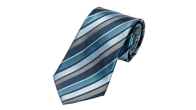 Professional blue striped silk necktie for men's formal wear business fashion and classic gentleman style accessory isolated on transparent background