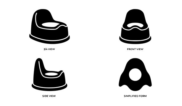Baby potty icon set glyph style child toilet symbols vector collection for app and web isolated on white