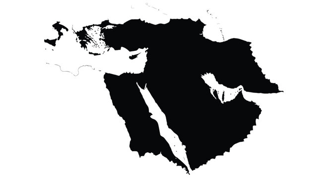 Silhouetted figure jumping against a map of the middle east and north africa