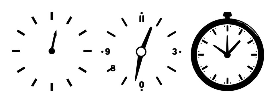 On-time delivery service icon set with a clock graphic and arrow illustration featuring punctuality, speed, urgency with fast shipping and express service