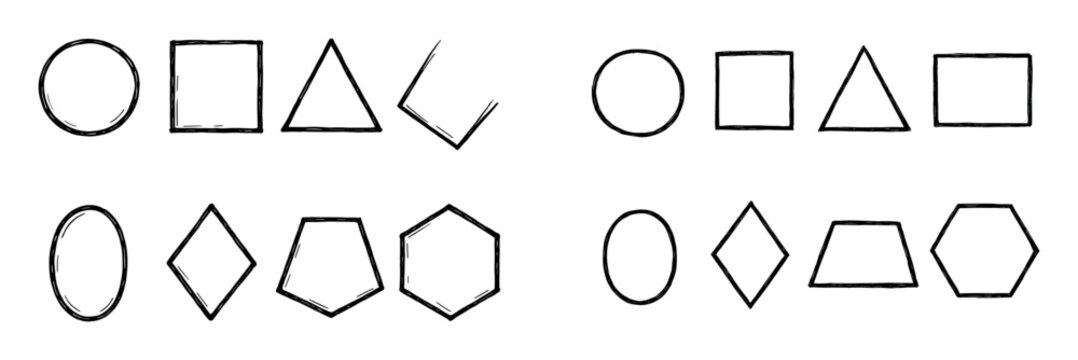 Geometry icons with circle triangle square outline