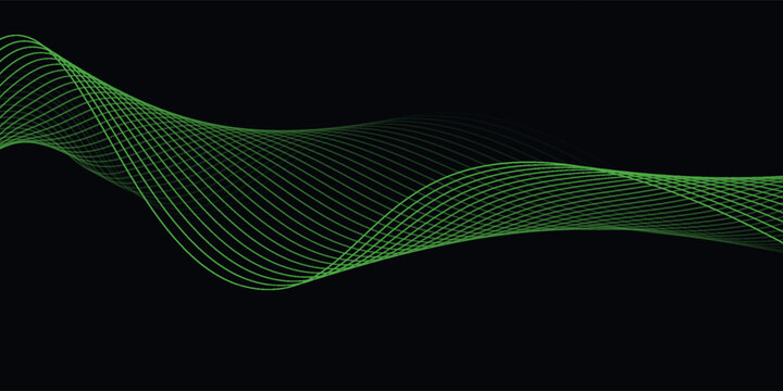 Dark Background with Smooth Green Curve Line Pattern for Futuristic, Elegant, and Tech-Inspired Design