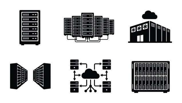 server network data center cloud computing internet technology vector illustration