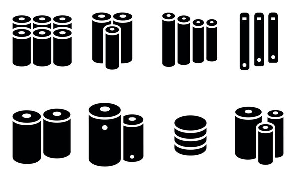 Storage icons with cylinder roll stack silhouette