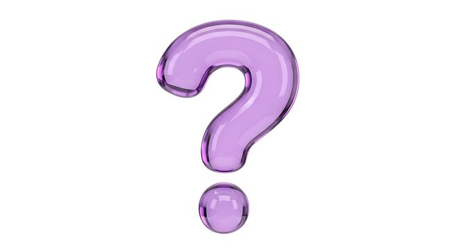 3d render of a glossy purple question mark isolated on white background
