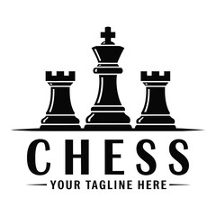 Chess pieces logo with king and two rooks  strategy game symbol icon © Sajid