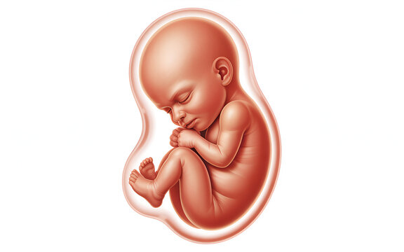 Isolated Medically Accurate Human Fetus in Womb &ndash; Prenatal Development Illustration
