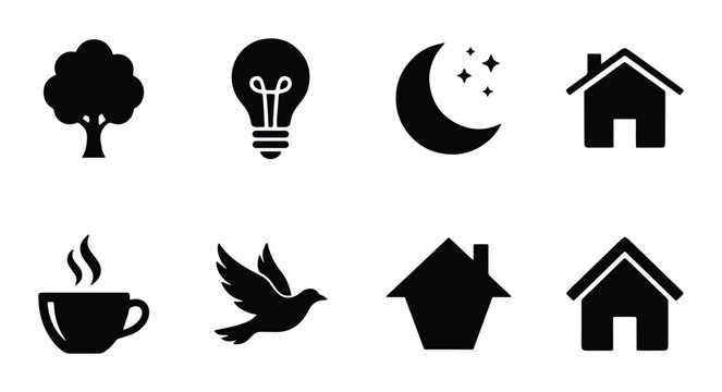 home and lifestyle vector icon collection on white background