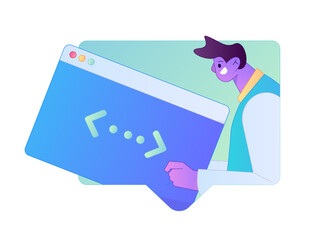 Obraz premium Flat vector illustration of business people operating work scene 