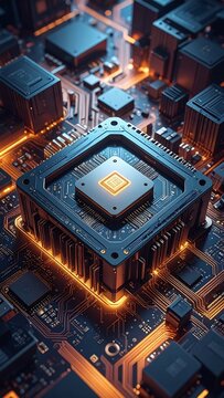 Computer chip closeup.
